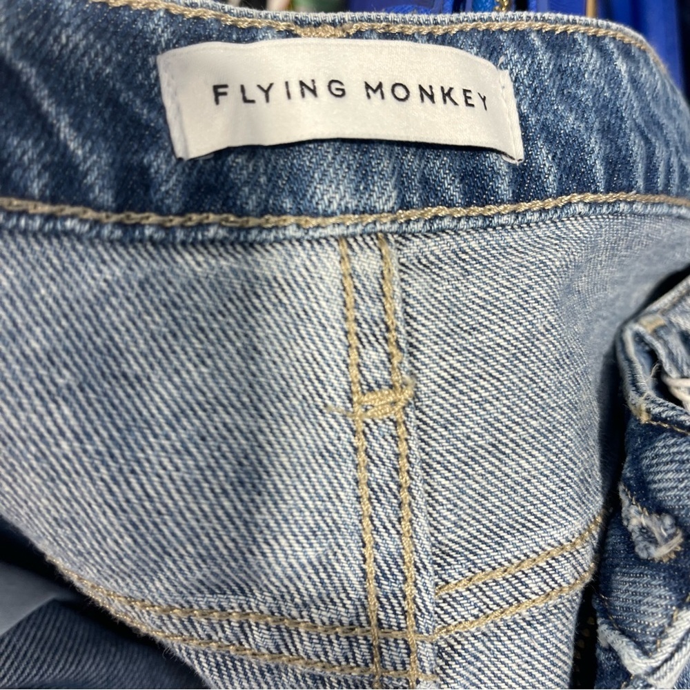 Light Blue Distressed High-Rise Straight Jeans - Flying Monkey - Picture 6 of 9